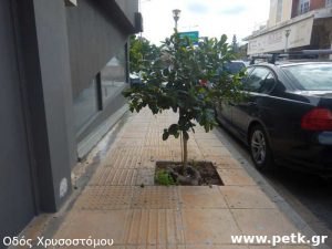Απομάκρυνση δέντρων από τα πεζοδρόμια του Ηρακλείου