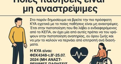 Ποιες παθήσεις θεωρούνται από το Νόμο μη αναστρέψιμες